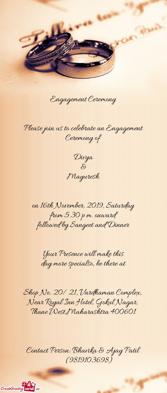 Please join us to celebrate an Engagement Ceremony of