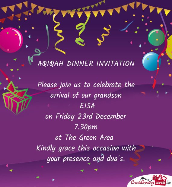 Please join us to celebrate the arrival of our grandson