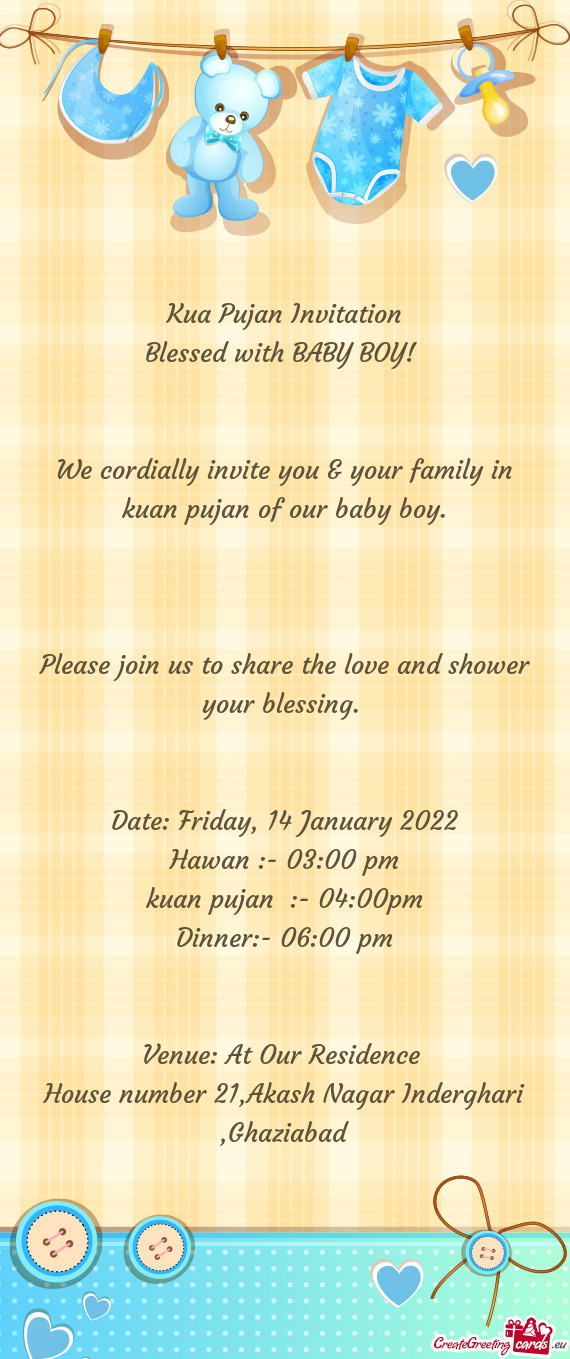 Please join us to share the love and shower your blessing