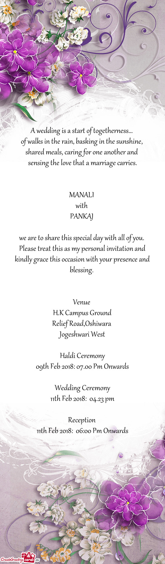 Please treat this as my personal invitation and kindly grace this occasion with your presence and