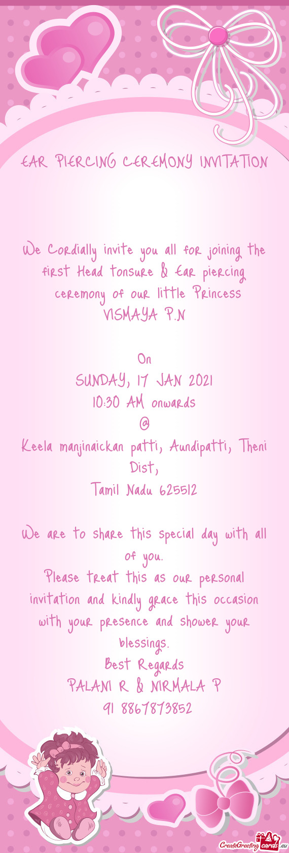 Please treat this as our personal invitation and kindly grace this occasion