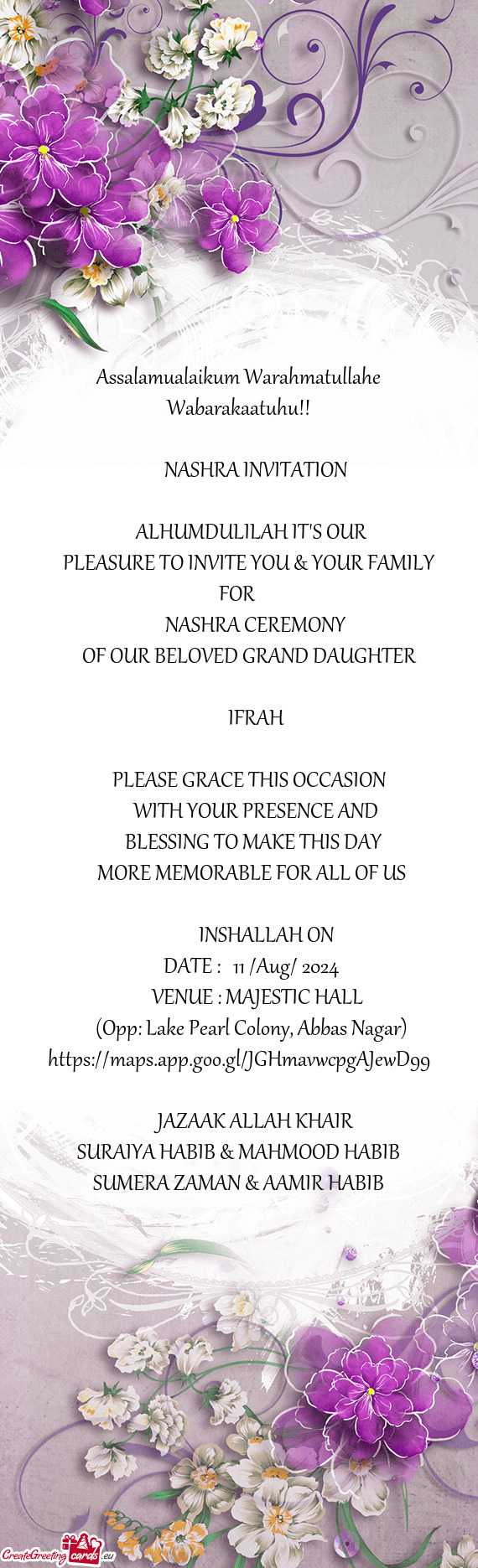 PLEASURE TO INVITE YOU & YOUR FAMILY FOR