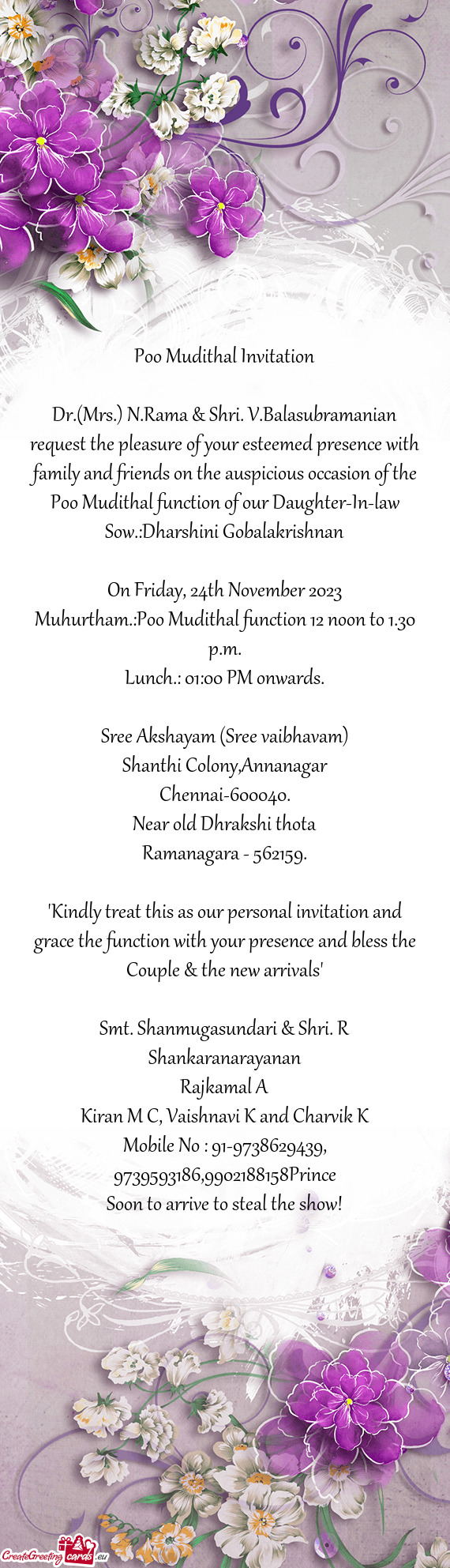 Poo Mudithal Invitation