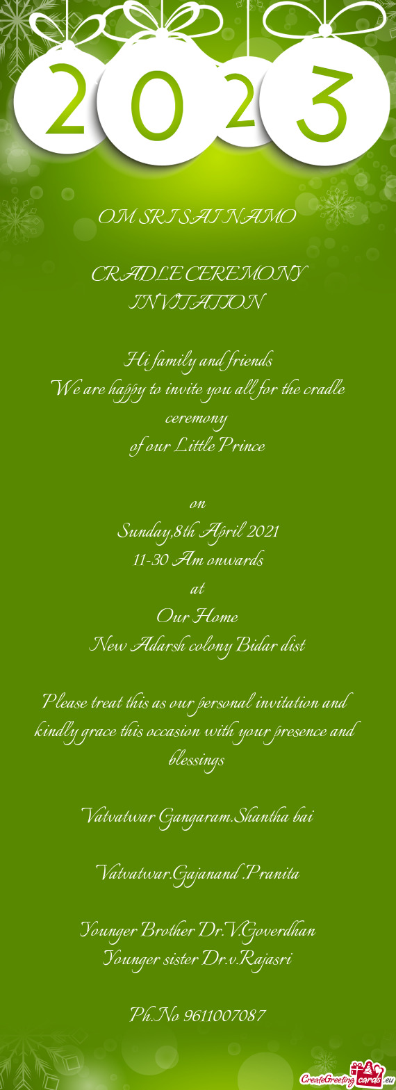 Ppy to invite you all for the cradle ceremony  of our Little Prince  on Sunday
