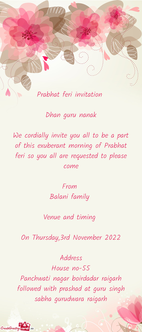Prabhat feri invitation