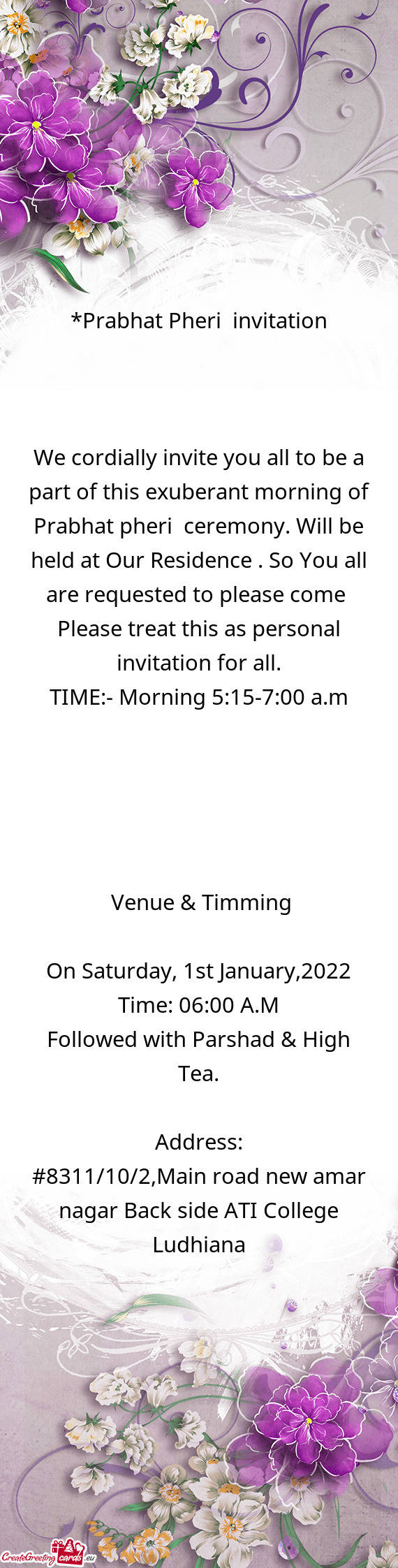 Prabhat Pheri invitation