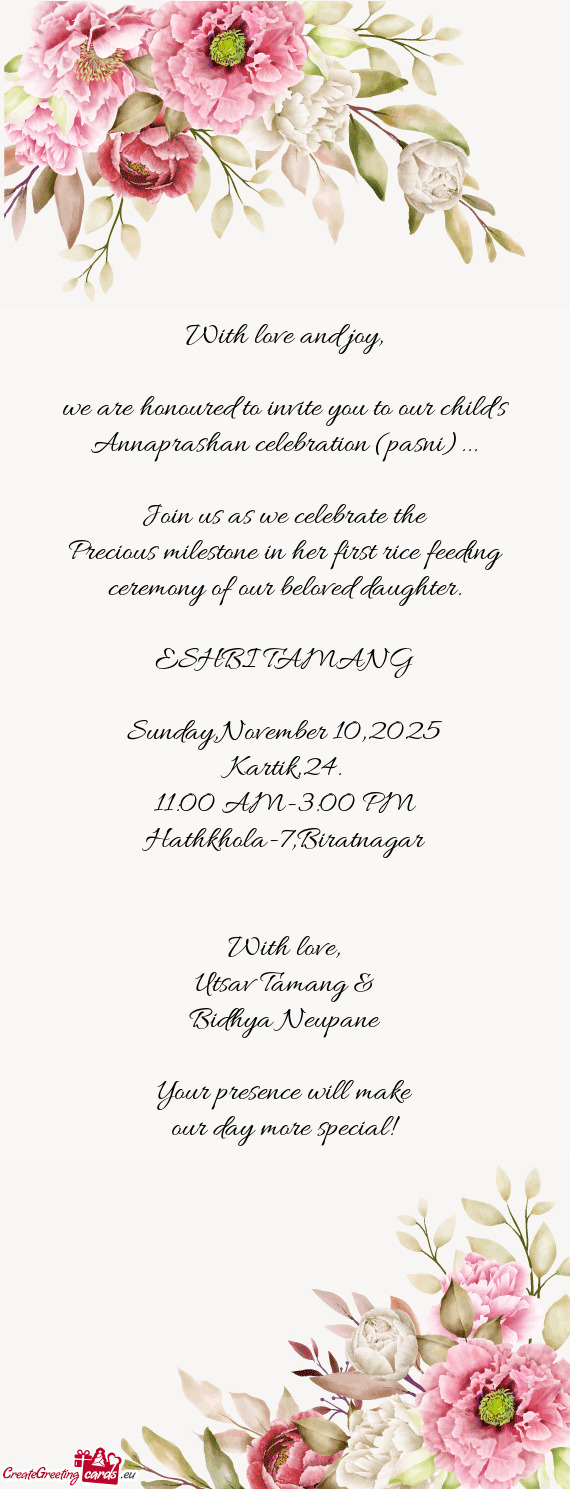 Precious milestone in her first rice feeding ceremony of our beloved daughter