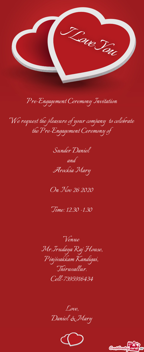 Pre-Engagement Ceremony Invitation    We request the