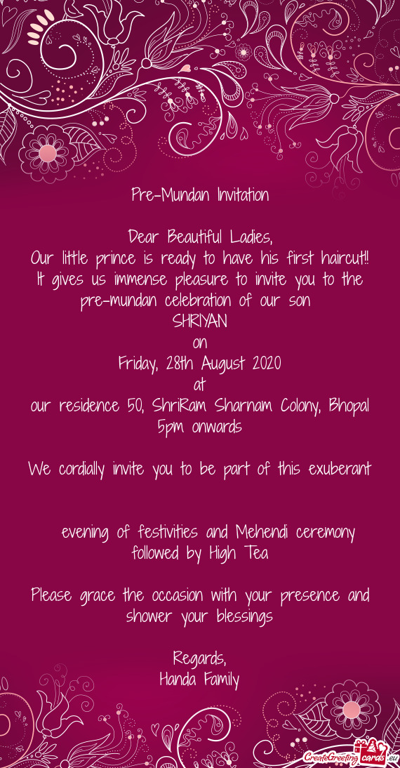 Pre-Mundan Invitation