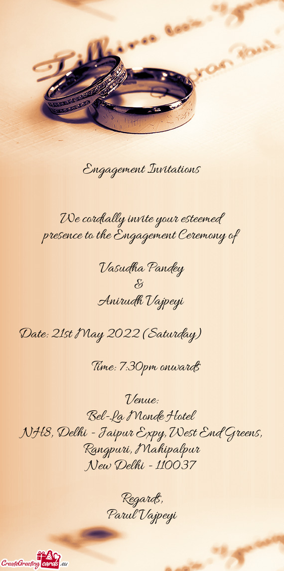 Presence to the Engagement Ceremony of