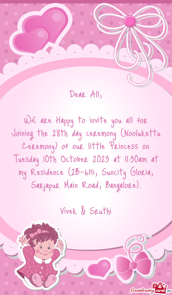 Princess on Tuesday 10th October 2023 at 11:30am at my Residence (2B-615, Suncity Gloria, Sarjapur