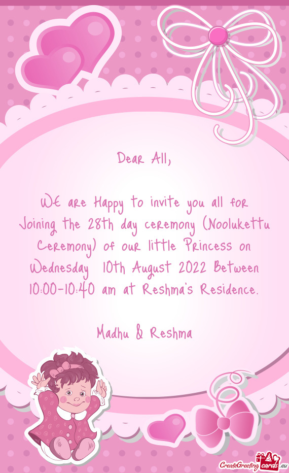 Princess on Wednesday 10th August 2022 Between 10:00-10:40 am at Reshma’s Residence