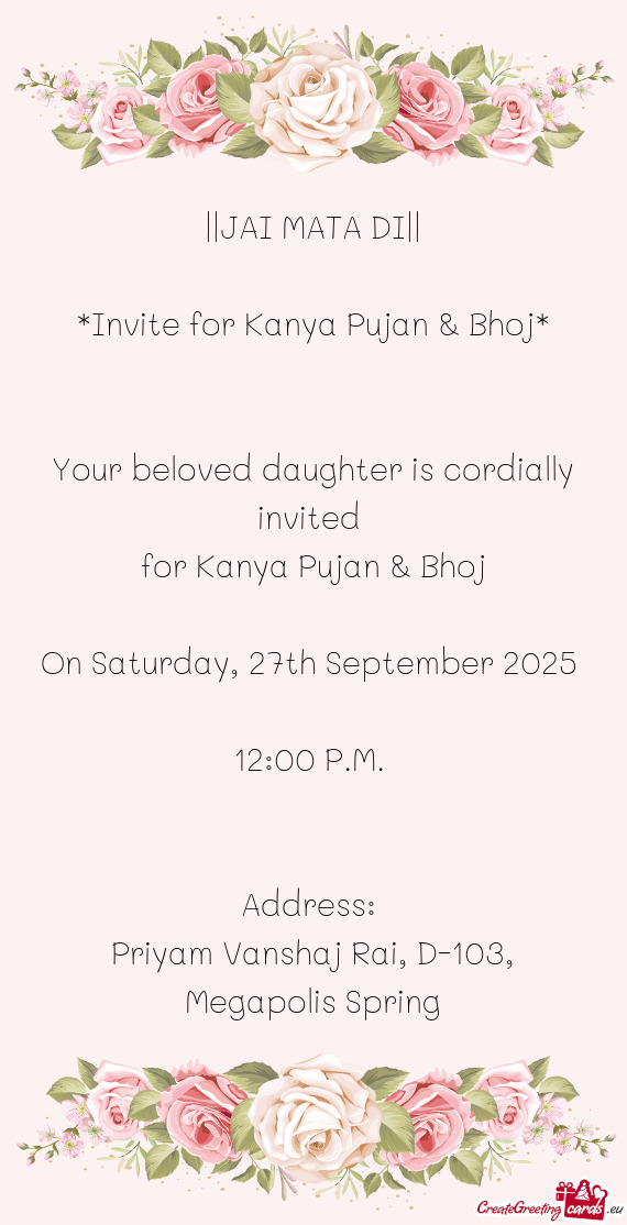 Priyam Vanshaj Rai, D-103, Megapolis Spring