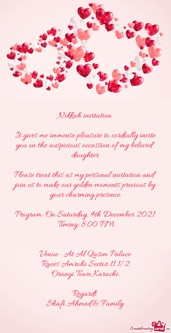 Program: On Saturday, 4th December 2021