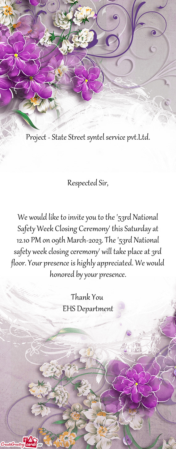Project - State Street syntel service pvt.Ltd
