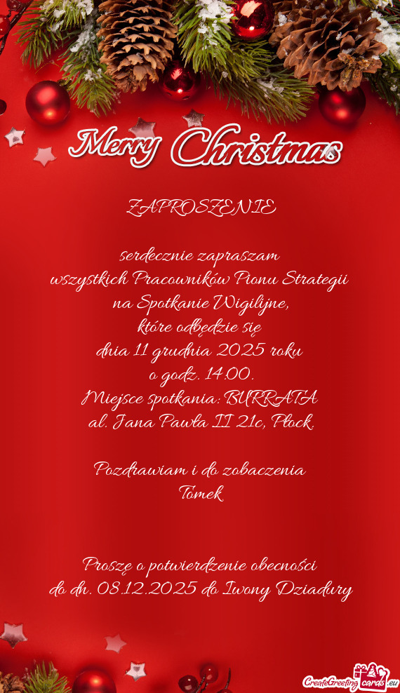 Proszę o potwierdzenie obecności