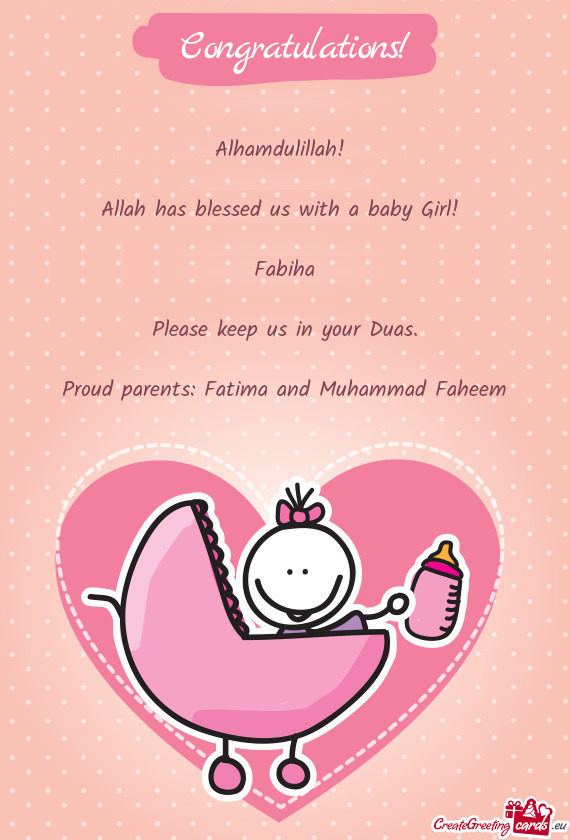 Proud parents: Fatima and Muhammad Faheem