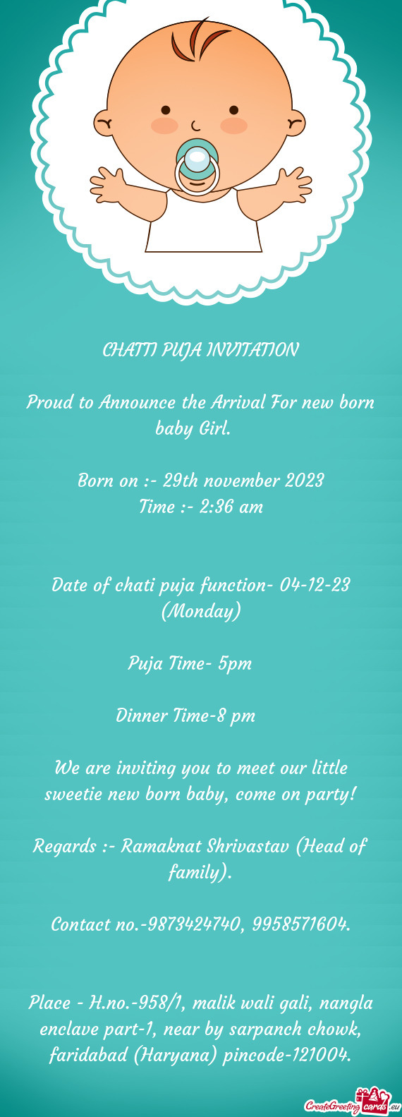 Proud to Announce the Arrival For new born baby Girl.🥳