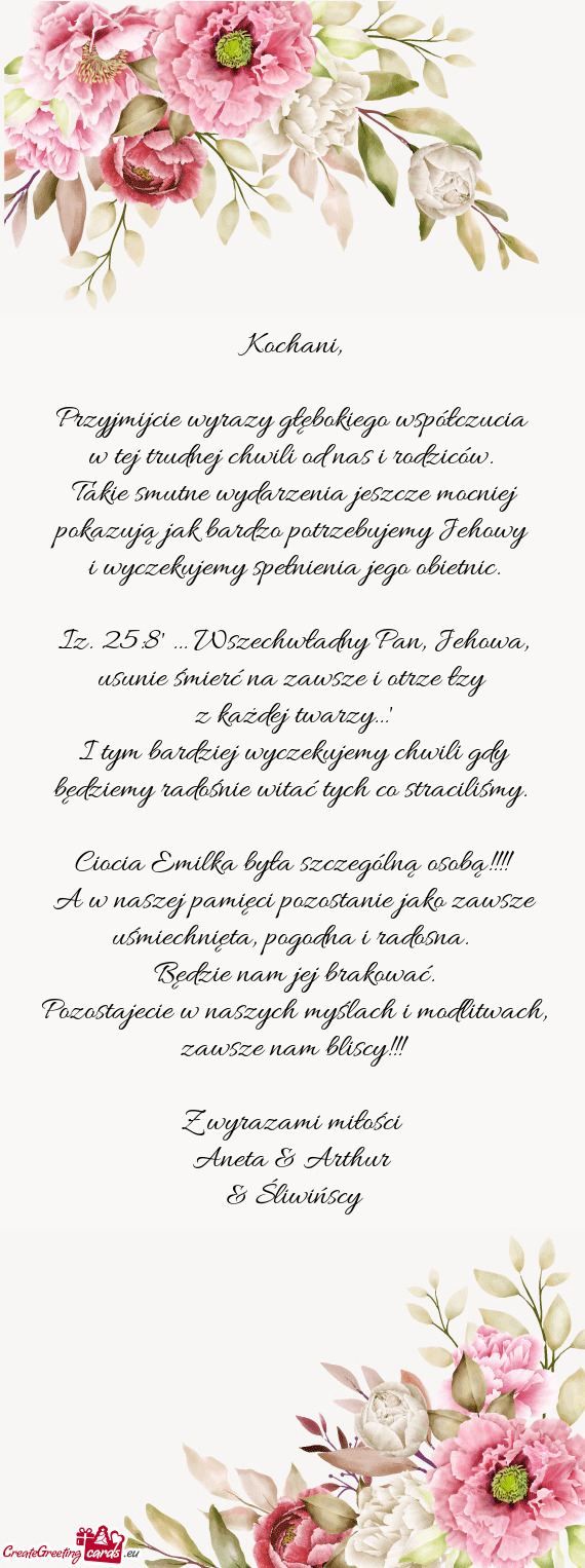 Przyjmijcie wyrazy głębokiego współczucia