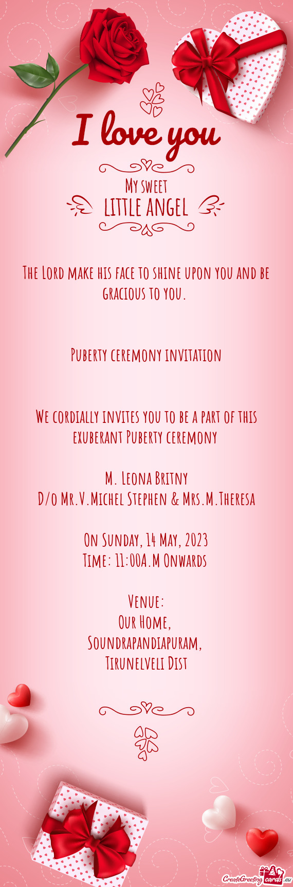 Puberty ceremony invitation  We cordially invites you to be a part of this exuberant Pube