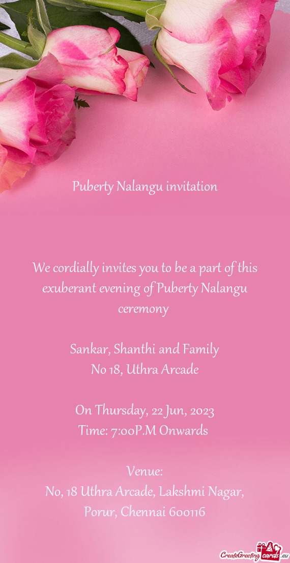 Puberty Nalangu invitation