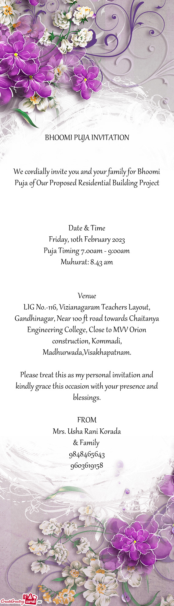 Puja Timing 7.00am - 9:00am