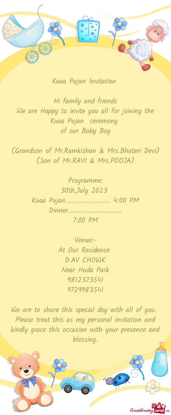 Pujan ceremony of our Baby Boy (Grandson of Mr