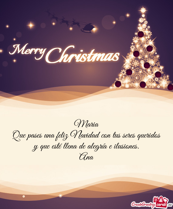 Que pases una feliz Navidad con tus seres queridos y que esté llena de alegría e ilusiones