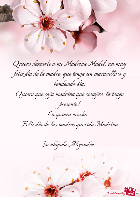 Quiero desearle a mi Madrina Madel, un muy feliz día de la madre, que tenga un maravilloso y bendec