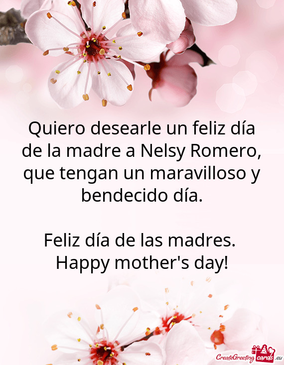 Quiero desearle un feliz día de la madre a Nelsy Romero, que tengan un maravilloso y bendecido día