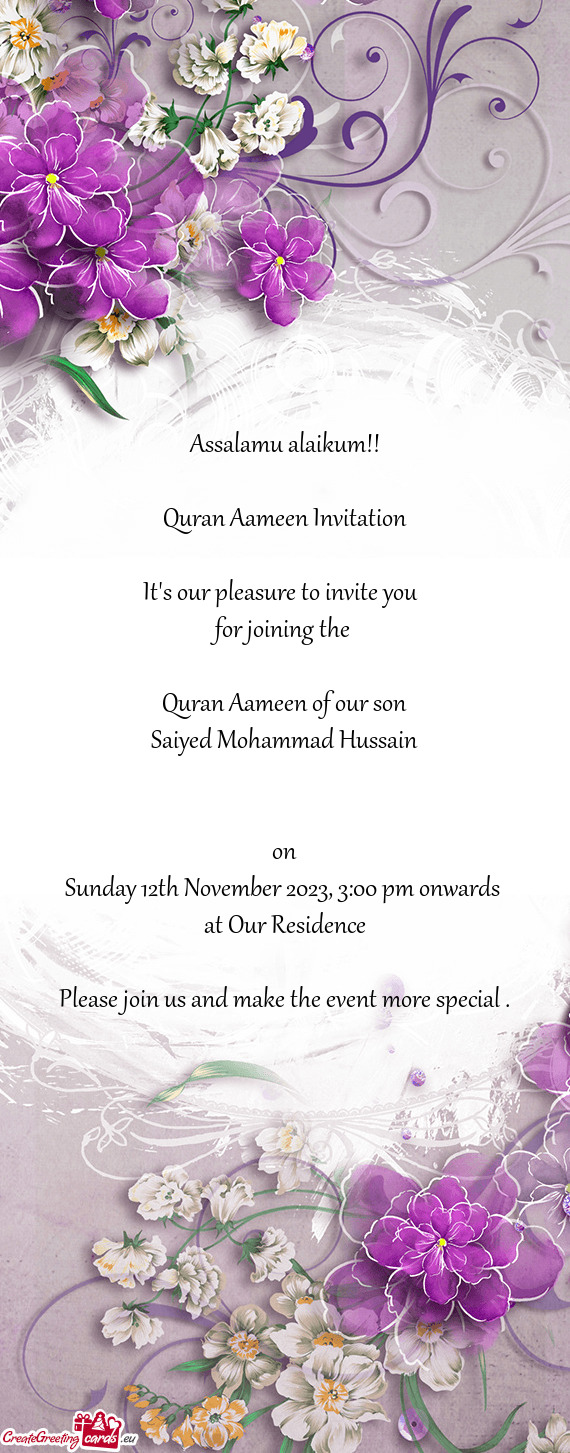 Quran Aameen Invitation