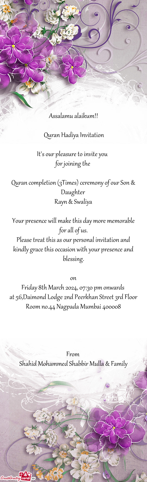 Quran completion (3Times) ceremony of our Son & Daughter
