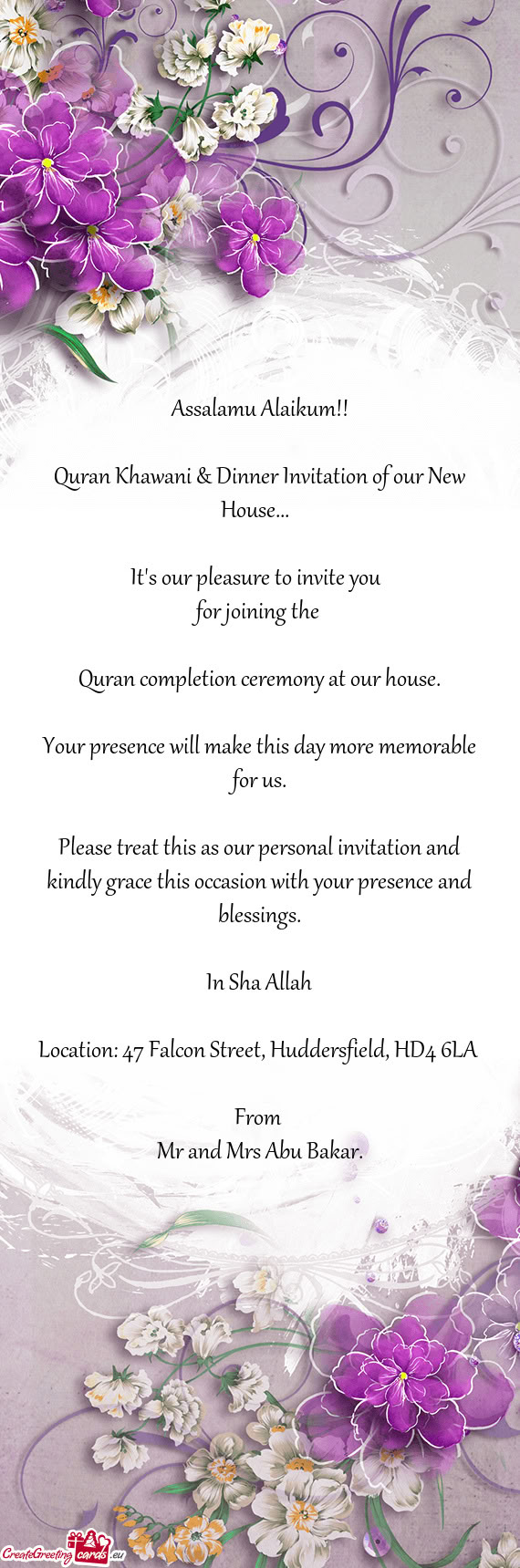 Quran completion ceremony at our house