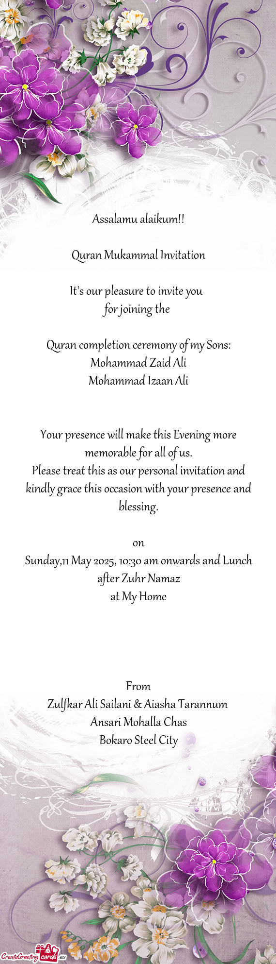 Quran completion ceremony of my Sons