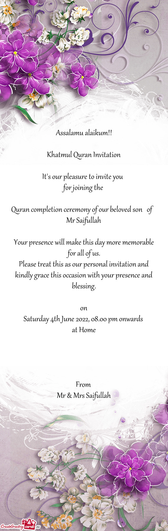 Quran completion ceremony of our beloved son of