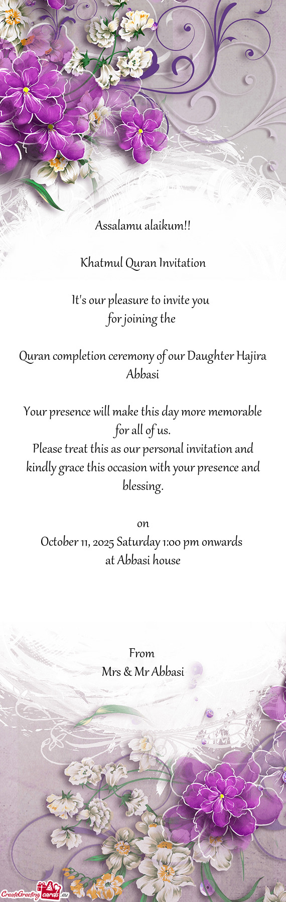 Quran completion ceremony of our Daughter Hajira Abbasi