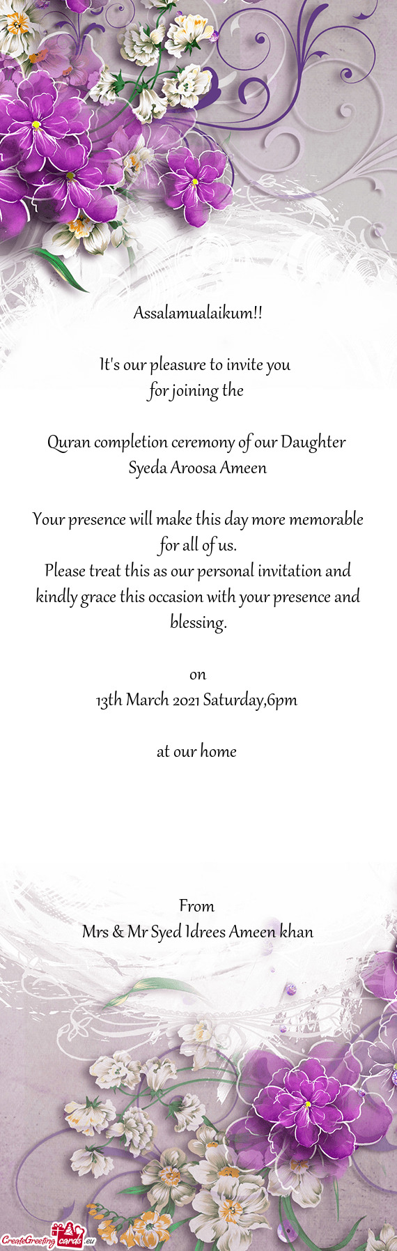 Quran completion ceremony of our Daughter