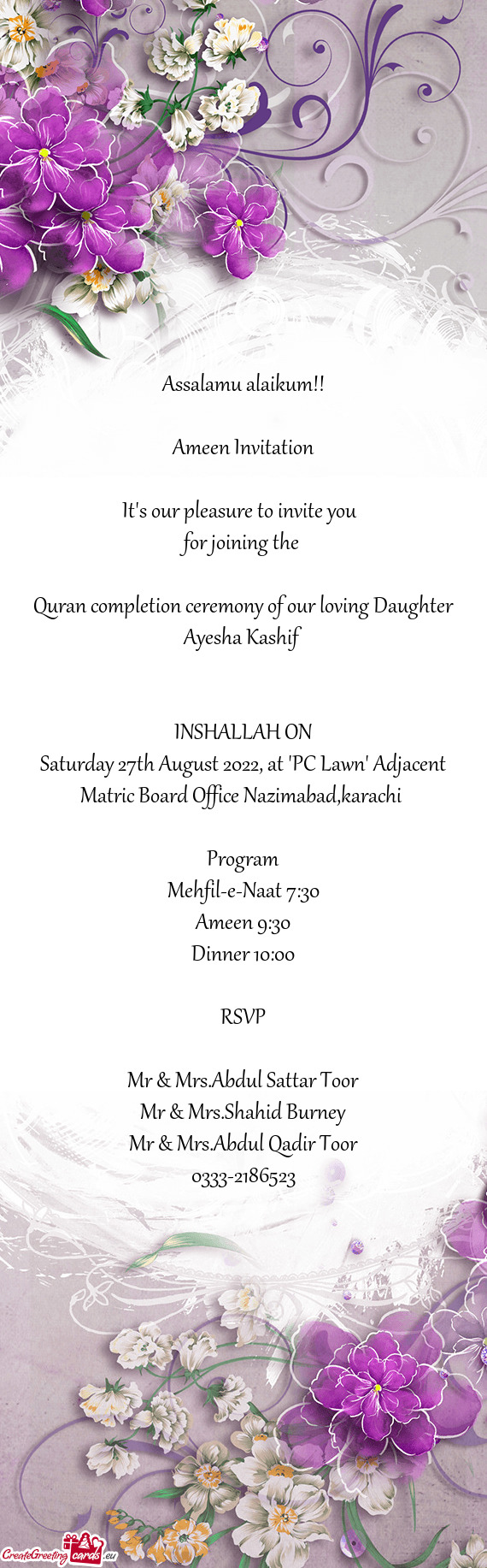 Quran completion ceremony of our loving Daughter