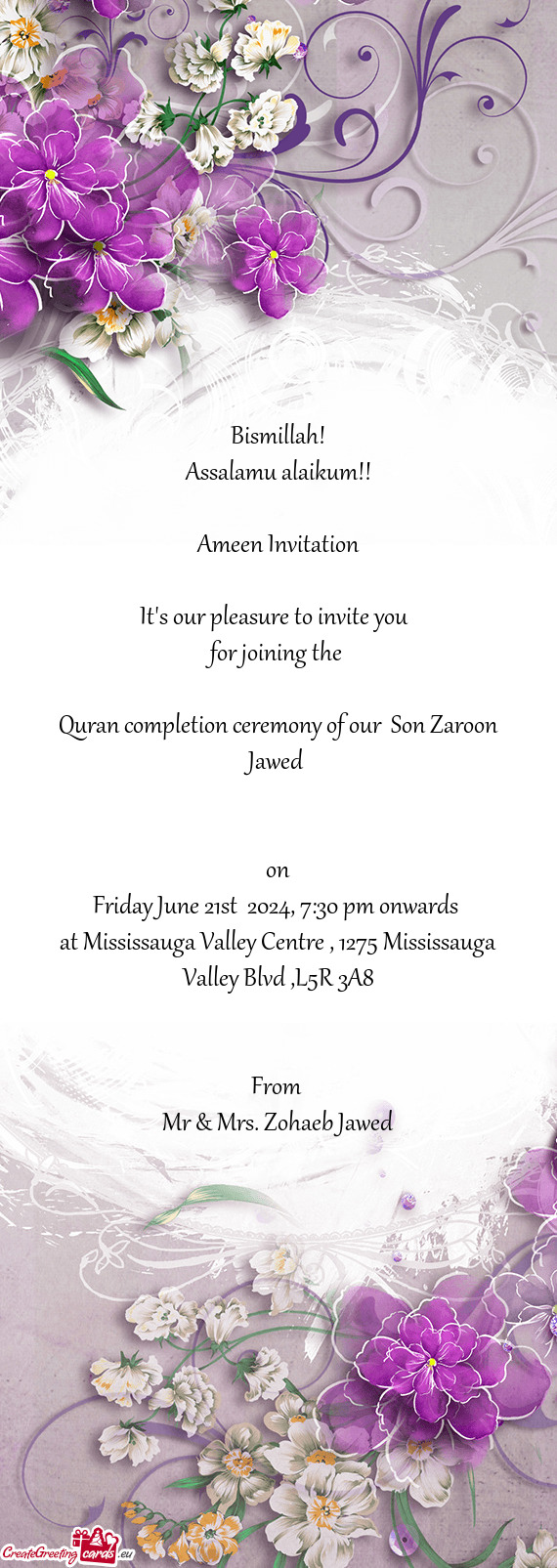 Quran completion ceremony of our Son Zaroon Jawed