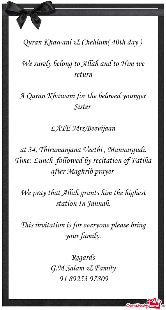 Quran Khawani & Chehlum( 40th day )