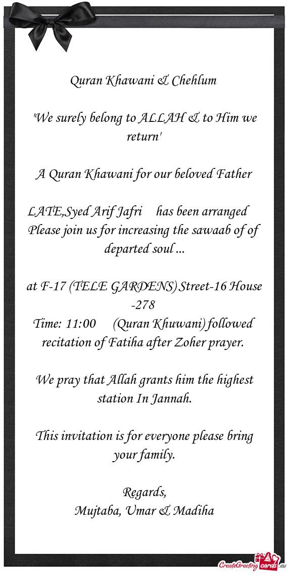 💐Quran Khawani & Chehlum💐