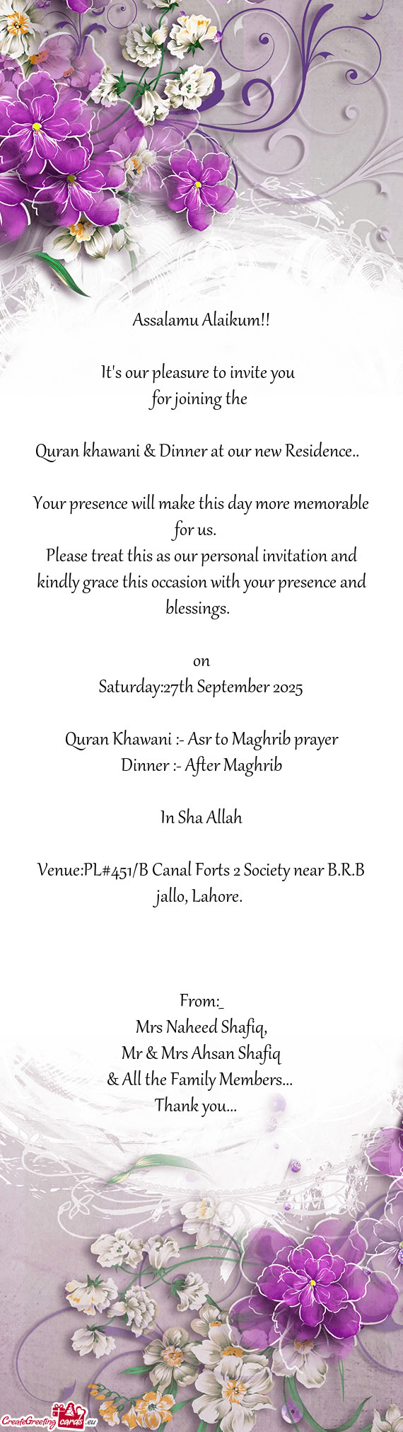 Quran khawani & Dinner at our new Residence..🏠