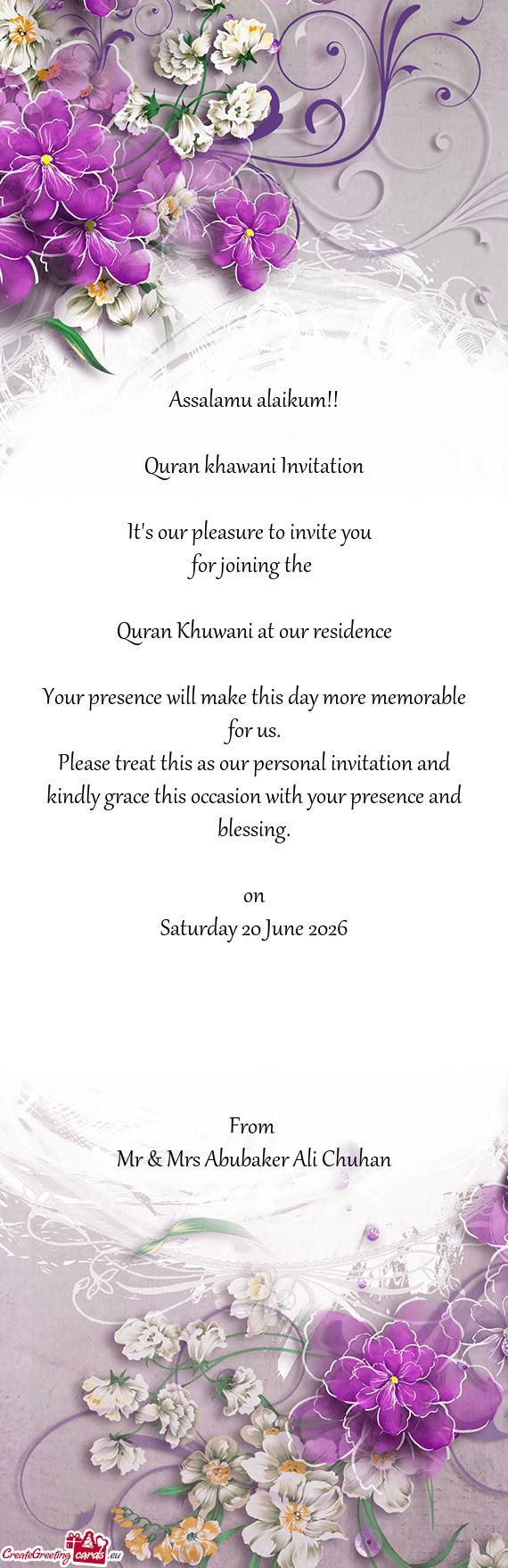 Quran Khuwani at our residence