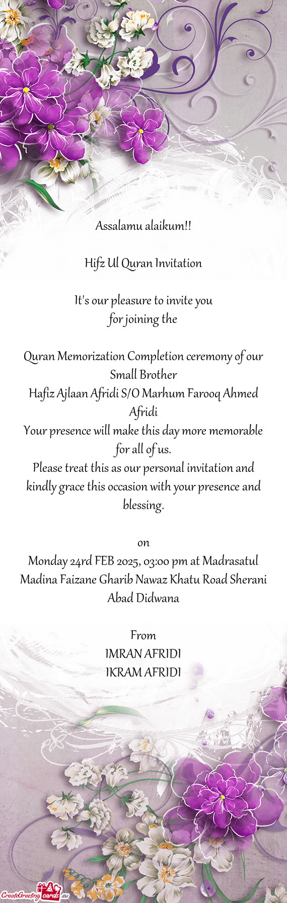 Quran Memorization Completion ceremony of our Small Brother