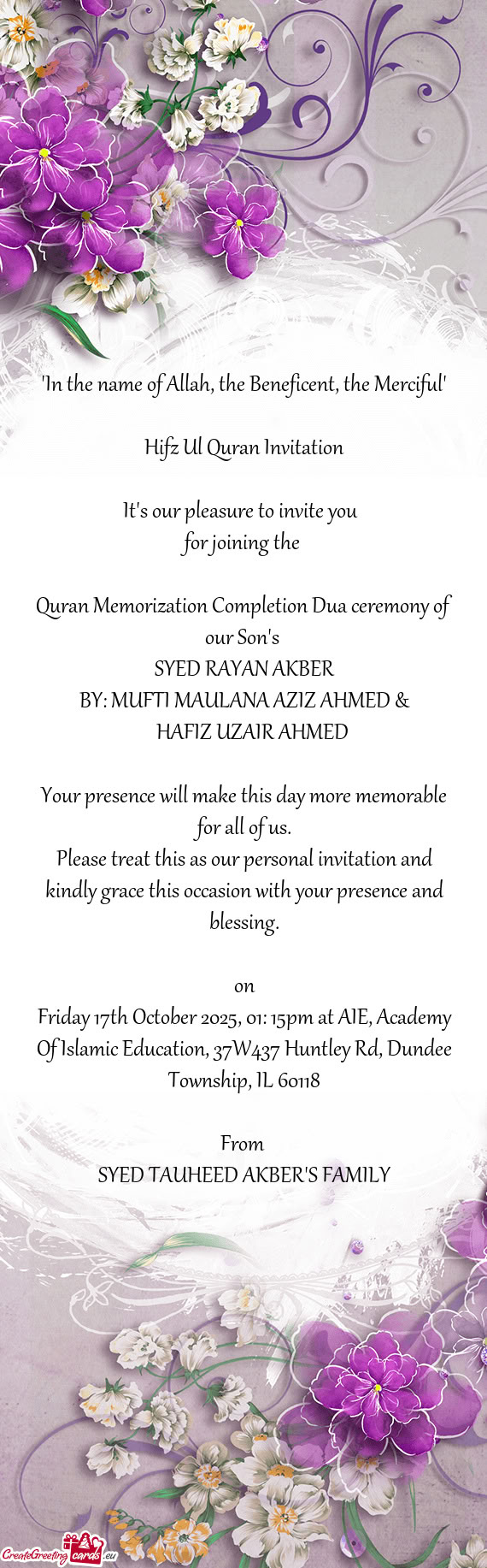 Quran Memorization Completion Dua ceremony of our Son