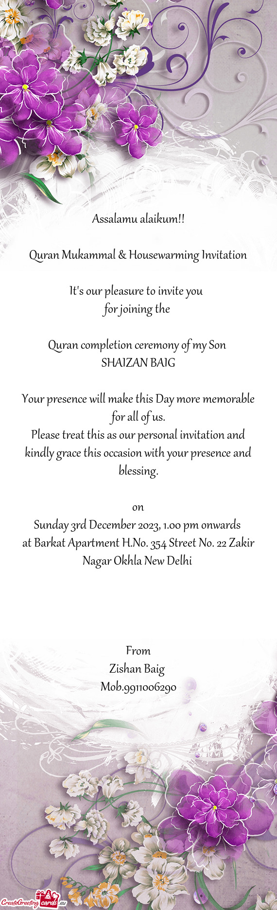 Quran Mukammal & Housewarming Invitation