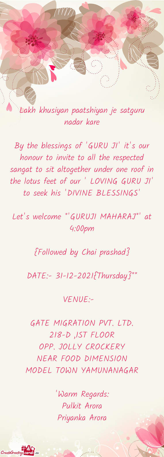 R under one roof in the lotus feet of our " LOVING GURU JI" to seek his "DIVINE BLESSINGS"