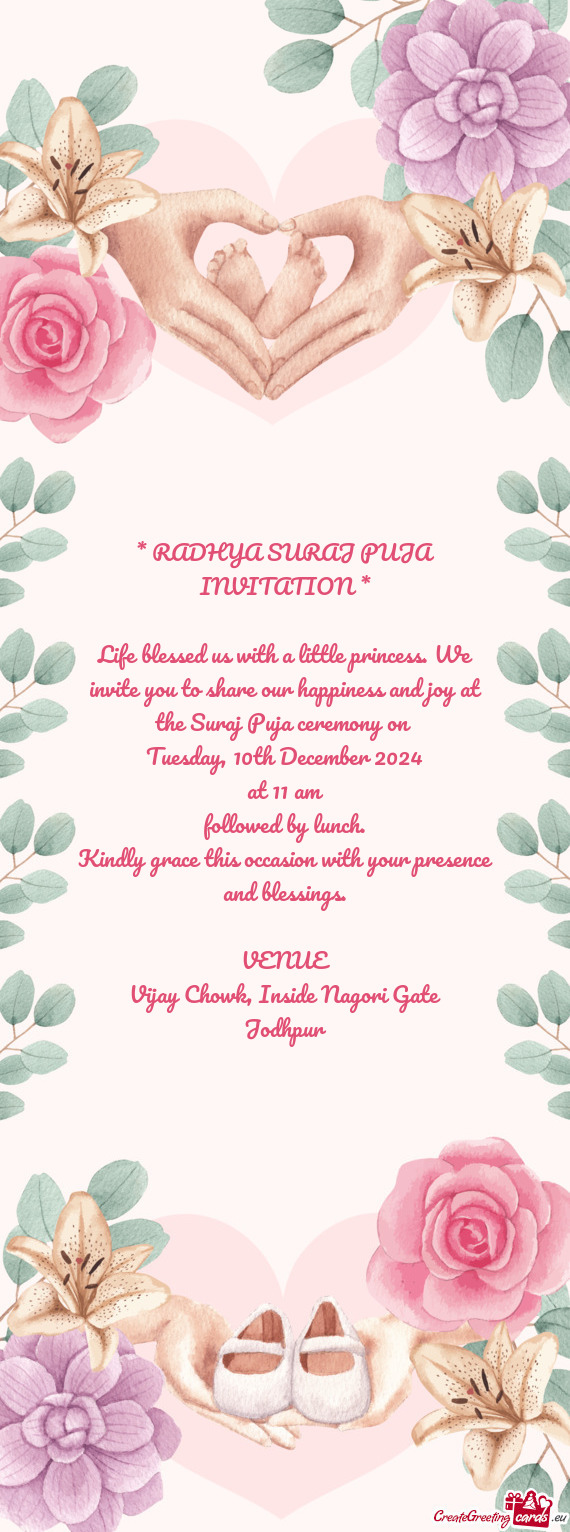 RADHYASURAJ PUJA INVITATION