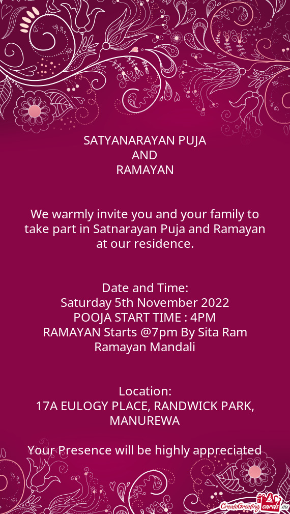 RAMAYAN Starts @7pm By Sita Ram Ramayan Mandali