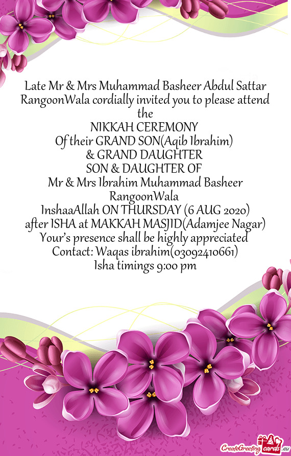 RangoonWala cordially invited you to please attend the